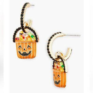 Baublebar Orange Jack-O-Latern Pumpkin Trick or Treat Basket Drop Earrings